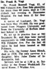 Obituary of Dr. Frank B. Voght (Buffalo Courier Express, 28 Dec 1949)