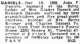 Death notice of John F. Daniels (Buffalo News, 20 Dec 1958, page C5)