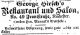 Advertisement for George Hirsch's Restaurant and Saloon (Rochester Taglicher Beobachter, 4 Jan 1871, page 2)